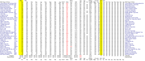 S&P TSX On Golden Pond - Portfolio